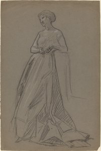 Stehende Frau, die sich auf ihren Ellbogen stützt von French 19th Century