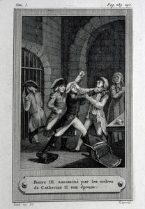 Die Ermordung des Kaisers von Russland Peter III. Fyodorovich am 17. Juli 1762