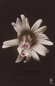 Ein junges Paar im Zentrum einer Blume mit Marienkäfer von French Photographer
