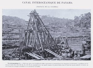 Interozeanischer Kanal von Panama, Arbeiten an der Culebra (s/w Foto) von French Photographer