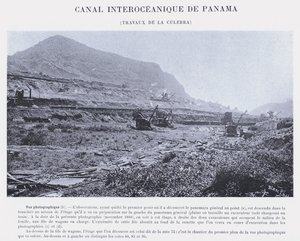 Interozeanischer Kanal von Panama, Arbeiten an der Culebra (s/w Foto) von French Photographer