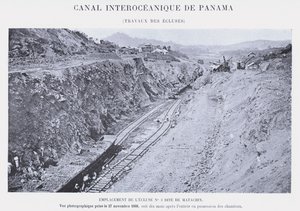 Panamakanal, Arbeiten an den Schleusen von French Photographer