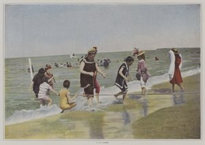 Kinder spielen mit einem Seil am Strand (Farbfoto) von French Photographer
