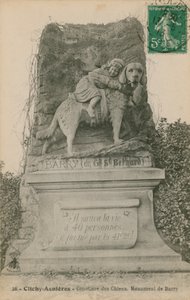 Clichy-Asnieres - Cimetiere des Chiens. Monument de Barry. Postkarte gesendet im Jahr 1913 von French Photographer