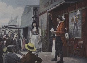Jahrmarktunterhalter auf der Bühne