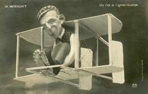 Figur von Wilbur Wright in einem Flugzeug