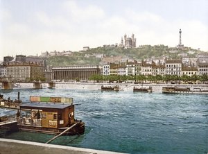 Fourvière vom St. Antoine Quay, Lyon, veröffentlicht um 1900