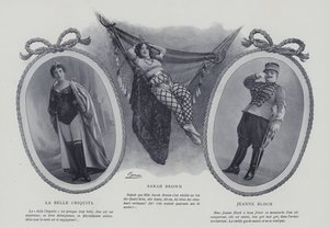 Französische Schauspielerinnen und Sängerinnen La Belle Chiquita, Sarah Brown und Jeanne Bloch von French Photographer