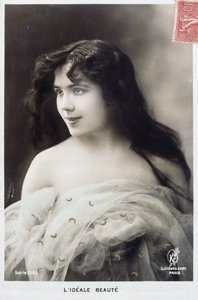 Französische Neujahrskarte mit Darstellung einer schönen Frau