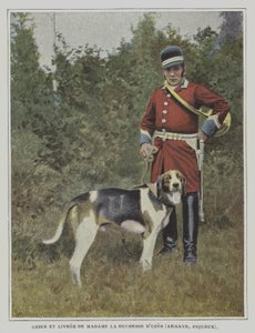 Hund und Jäger in der Livree der Jagd der Herzogin von Uzes, Frankreich von French Photographer