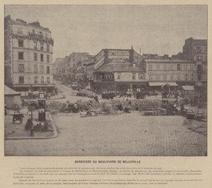 La Commune de Paris, Barrikade am Boulevard de Belleville (s/w Foto) von French Photographer
