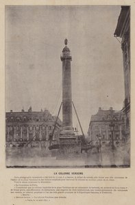 La Commune de Paris, Die Vendôme-Säule (s/w Foto) von French Photographer