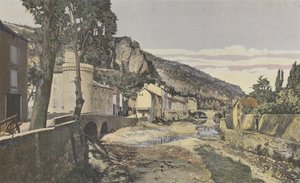 Meyrueis, Die Jonte im unteren Teil der Stadt von French Photographer