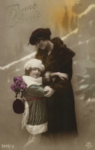 Neujahrskarte mit Mutter und Tochter