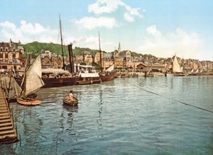 Postboot auf dem Fluss Touques, Trouville, veröffentlicht 1900 von French Photographer