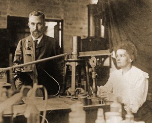 Pierre und Marie Curie im Labor