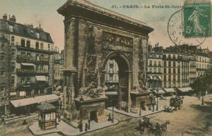 Porte Saint-Denis in Paris, Frankreich. Postkarte gesendet im Jahr 1913 von French Photographer
