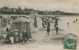 Postkarte vom Strand und Boulevard St Georges, Royan, Frankreich, gesendet 1913 von French Photographer