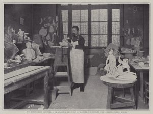 Vorbereitung von Formen in einer Werkstatt der Porzellanmanufaktur Sèvres, Frankreich