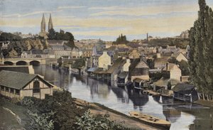 Saint-Lo, Gesamtansicht von den Ufern der Vire von French Photographer