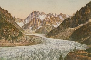 Landschaftsansicht von Bergen und Gletscher. Postkarte gesendet im Jahr 1913 von French Photographer