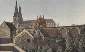 Sees, Kathedrale, Gesamtansicht Süd und Überreste des Kreuzgangs von French Photographer