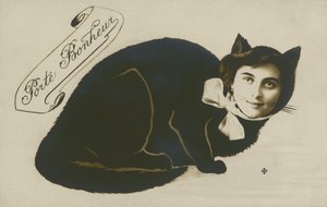 Surreale Katze mit hübschem Mädchengesicht von French Photographer