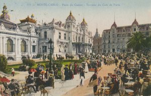 Terrasse des Café de Paris, Place du Casino, Monte Carlo. Postkarte von 1913. von French Photographer