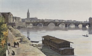 Toulouse, Pont-Neuf und Kirche Notre-Dame de la Dalbade, Blick flussabwärts vom rechten Ufer der Garonne von French Photographer
