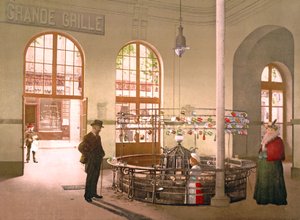 Vichy-Quellwasser, das an der Grande Grille-Quelle im Glas verkauft wird von French Photographer