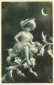 Frau sitzt auf einem Stechpalmenzweig von French Photographer