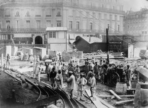 Arbeiten im Opernviertel in Paris. Ende des 19. Jahrhunderts