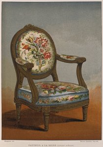 Fauteuil à la reine aus dem 18. Jahrhundert mit Blumenstickerei, Illustration aus dem Dictionnaire de l
