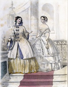 2 modische Frauen - in „Journal des Demoiselles“ 1852 von French School