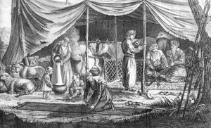 Eine Familie kurdischer Nomaden, aus Voyage en Perse von Gaspard Drouville, veröffentlicht 1825 von French School