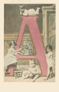 A: Vier kleine Kinder, ein Käfig und ein Kakadu