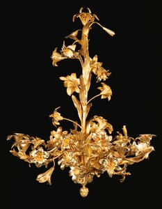 Französischer Bronze- und Messing-Kronleuchter mit acht Lichtern, zweite Hälfte des 19. Jahrhunderts