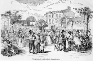 Eine Guinguette in Belleville am Sonntagabend, aus Tableau de Paris von Edmond Auguste Texier, Paris, 1852