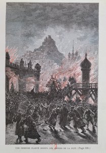 Ein riesiges Licht zerstreute die Schatten, aus Michael Strogoff von Jules Verne, 1893 von French School