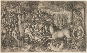 Ein König verfolgt von einem Einhorn, um 1547 von French School