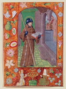 Seite aus einem Manuskript, Krieger-Mönch von French School