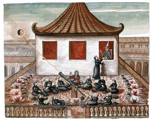 Eine Sonnenfinsternis in Siam, um 1700 (Aquarell) von French School
