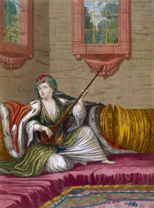 Ein türkisches Mädchen spielt die Tehegour, ca. 1708