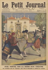 Ein tödliches Duell auf der Bühne eines Theaters in Spanien von French School