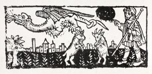 Ein Drache, brennende Ziegen, die in die Luft springen, Le Chemin von St. James