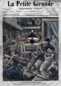 Eine ermordete Familie: Mord an der Familie Leblond durch Caillard, einen Wahnsinnigen, in Nassandres, in der Nähe von Bernay. Titelblatt von 
