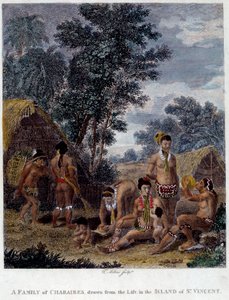 Eine Familie von Kariben-Indianern von der Insel Saint Vincent in den Westindischen Inseln Gravur des 19. Jahrhunderts Chartres Museum der Schönen Künste von French School