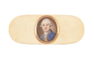 Ein Herr, angeblich Sir Robert Ainslie, Bt., im Deckel einer Schachtel