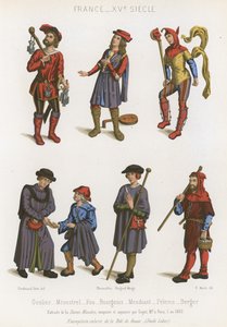 Ein Gefängniswärter, ein Minnesänger, ein Narr, Bourgeoisie, ein Bettler, ein Pilger und ein Schäfer von French School
