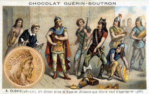 Ein Soldat zerbricht die Soissons-Vase, die Clovis besitzen möchte, 486 von French School